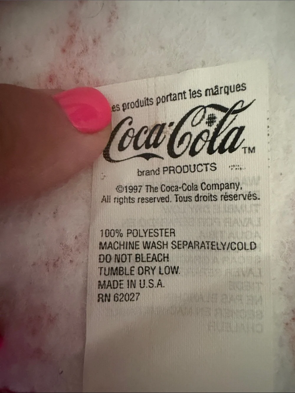 VTG 1997 Coca-Cola Fleece Blanket 88x72 Craft DIY Fabric Owen Made In USA 90s Co